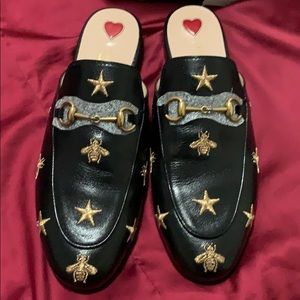 Gucci Princetown embroidered leather slipper